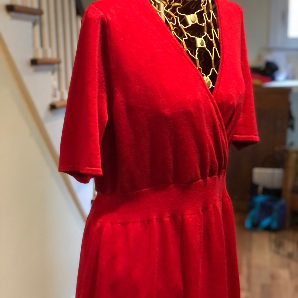 Liz Claiborne Front Plunge Red Knit Dress 2x NWT